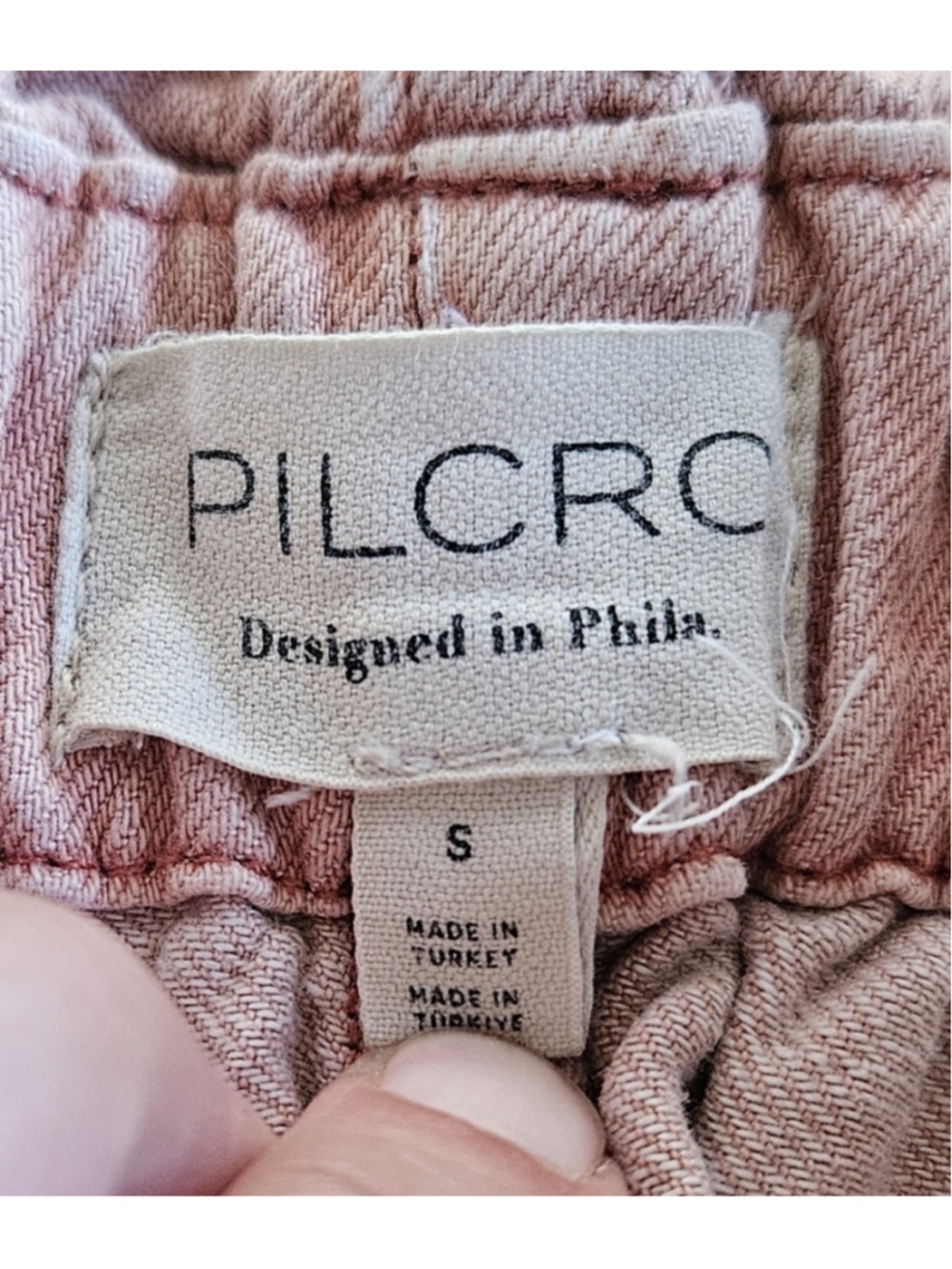 Pilcro Anthropologie High-Rise Cropped Paperbag Wide-Leg Twill Pants Pink Size S - Picture 4 of 7